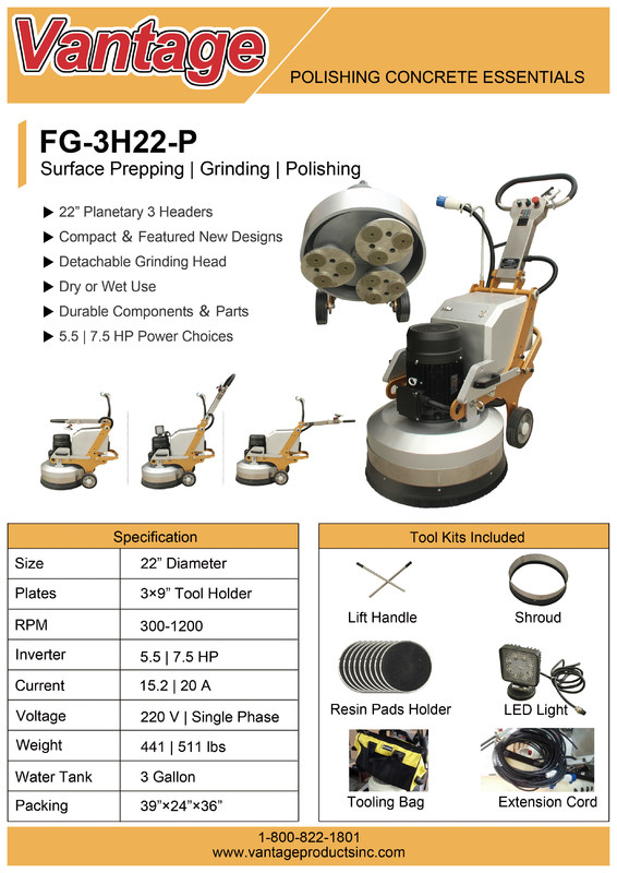 Granite Floor Polisher S9 22" 9 Heads Planetary Grinder
